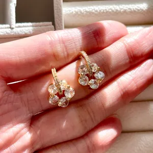 Sakura Flower Cherry Blossom Gold Hoop Stud Earrings