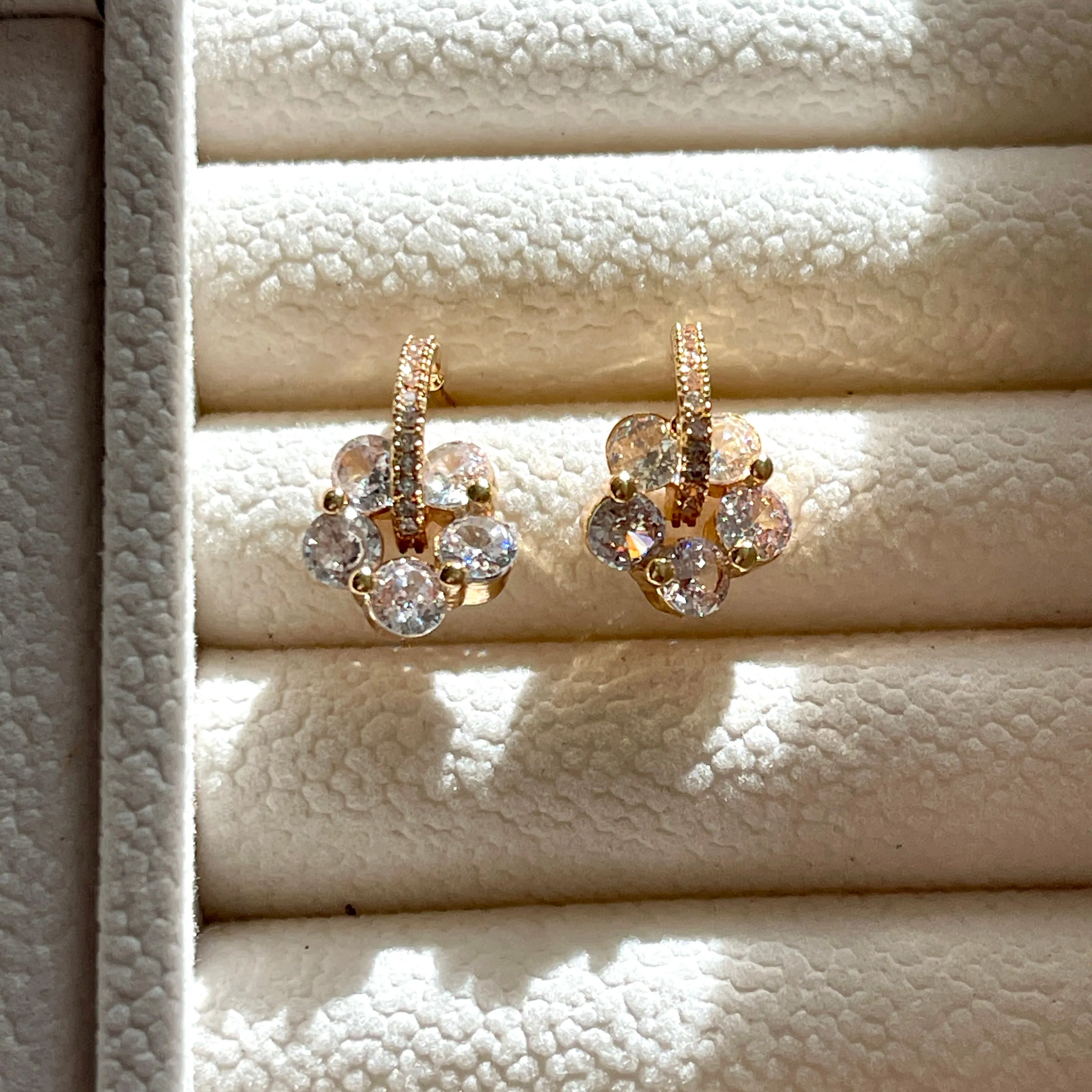 Sakura Flower Cherry Blossom Gold Hoop Stud Earrings