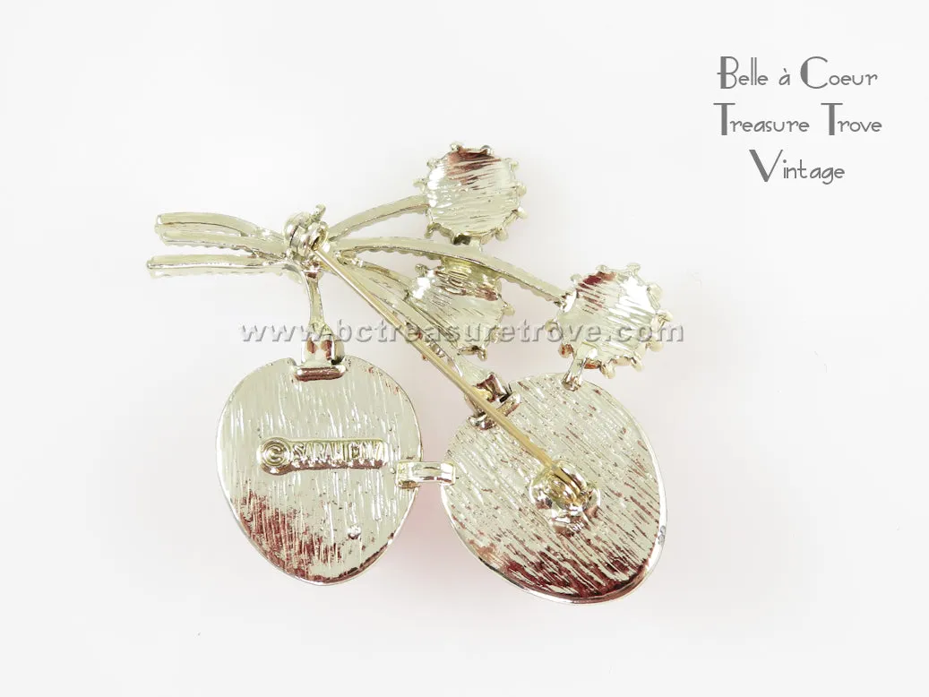 Sarah Coventry Strawberry Festival Brooch Earring Set 1960s Vintage