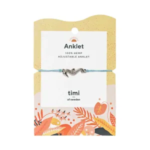 Seahorse Hemp Anklet, Silver