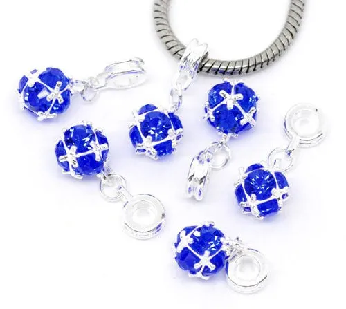 September Rhinestone Birthstone Dangle Charm for Snake Chain Charm Bracelet
