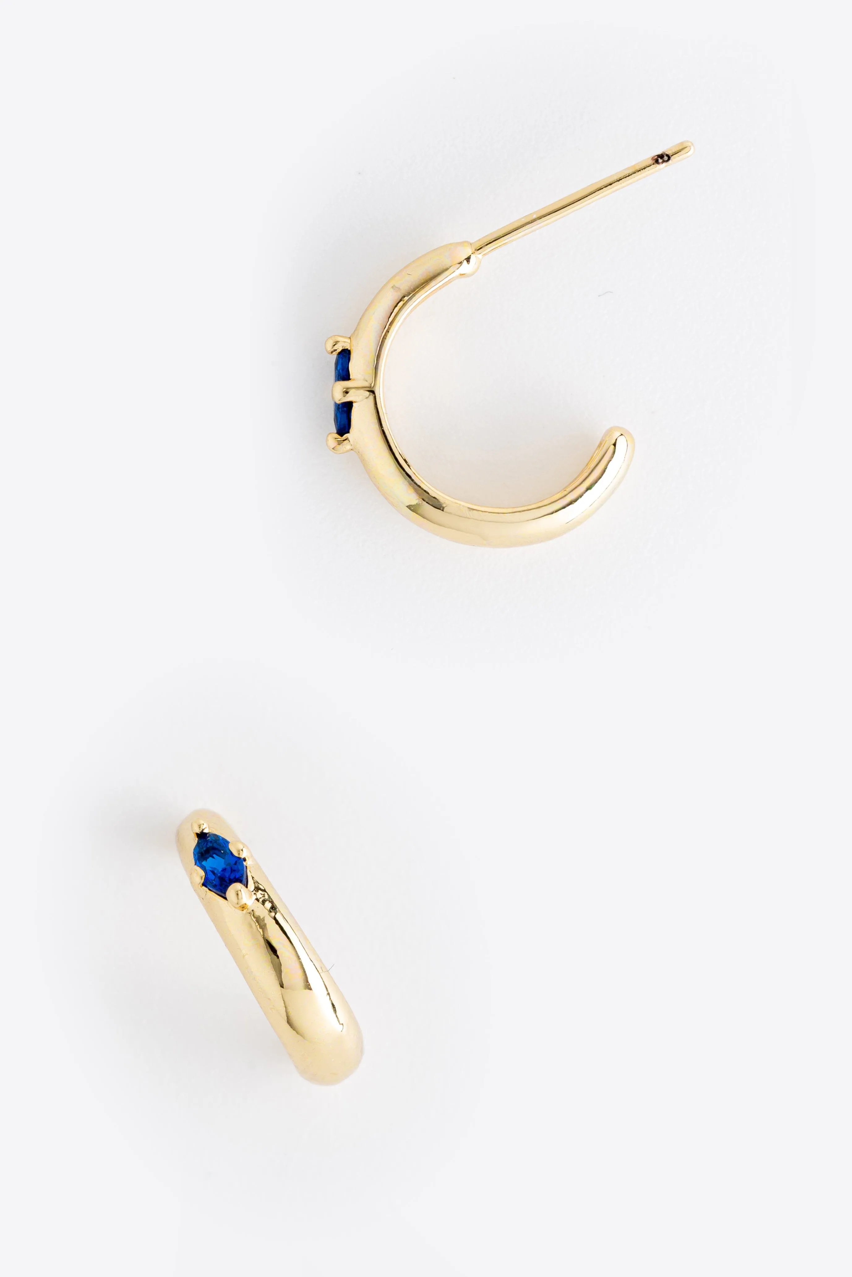 September Sapphire J-Hoop Earrings