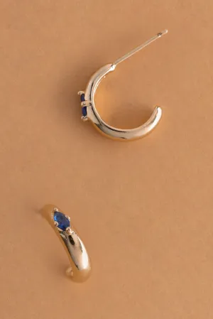 September Sapphire J-Hoop Earrings