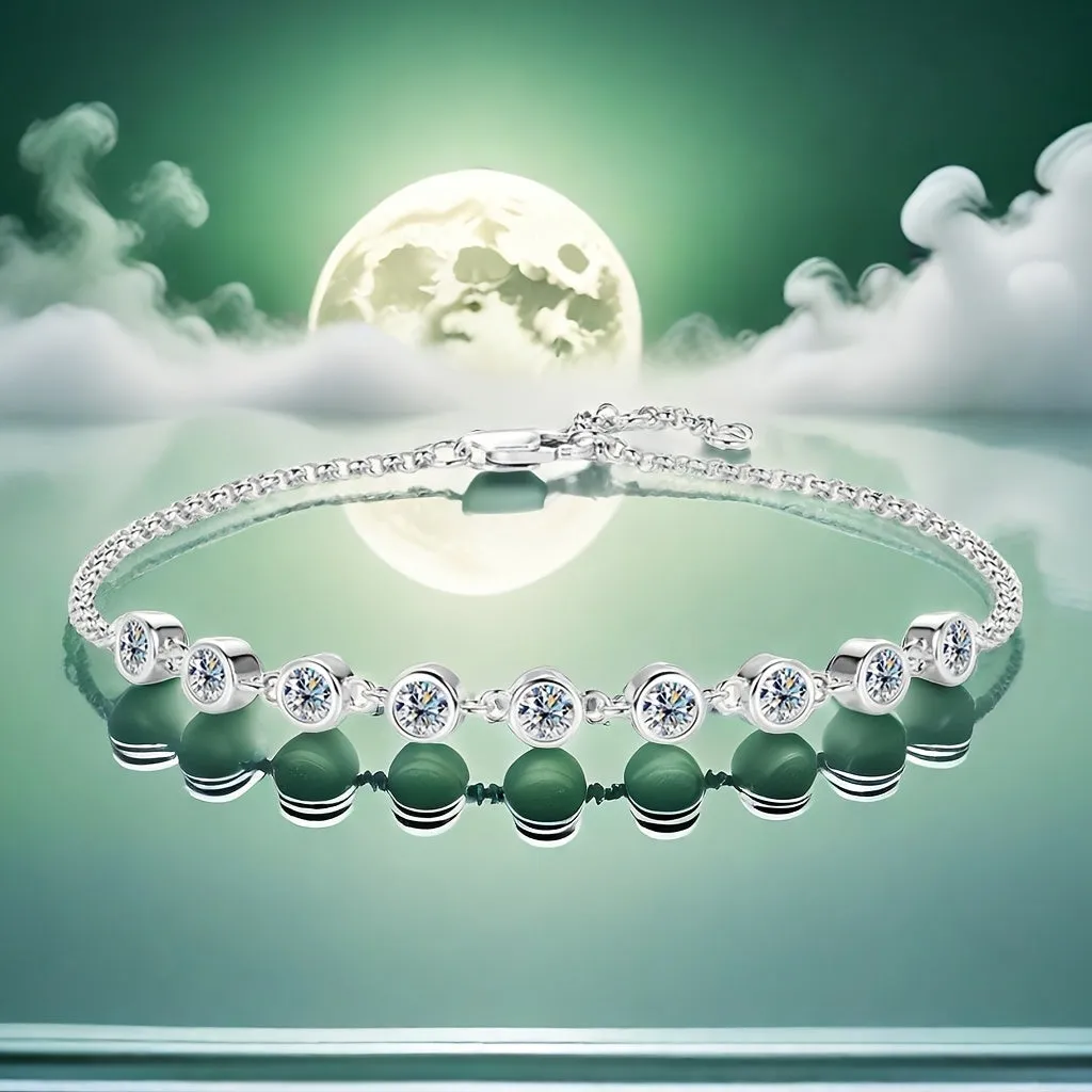 SEVENMOONS Boho Sexy Silver Plated Bracelet with Moissanite January Birthstone