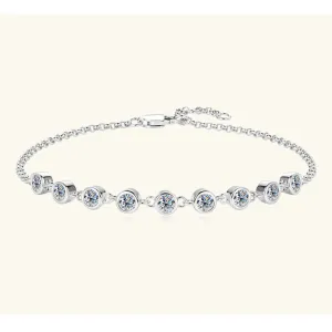SEVENMOONS Boho Sexy Silver Plated Bracelet with Moissanite January Birthstone