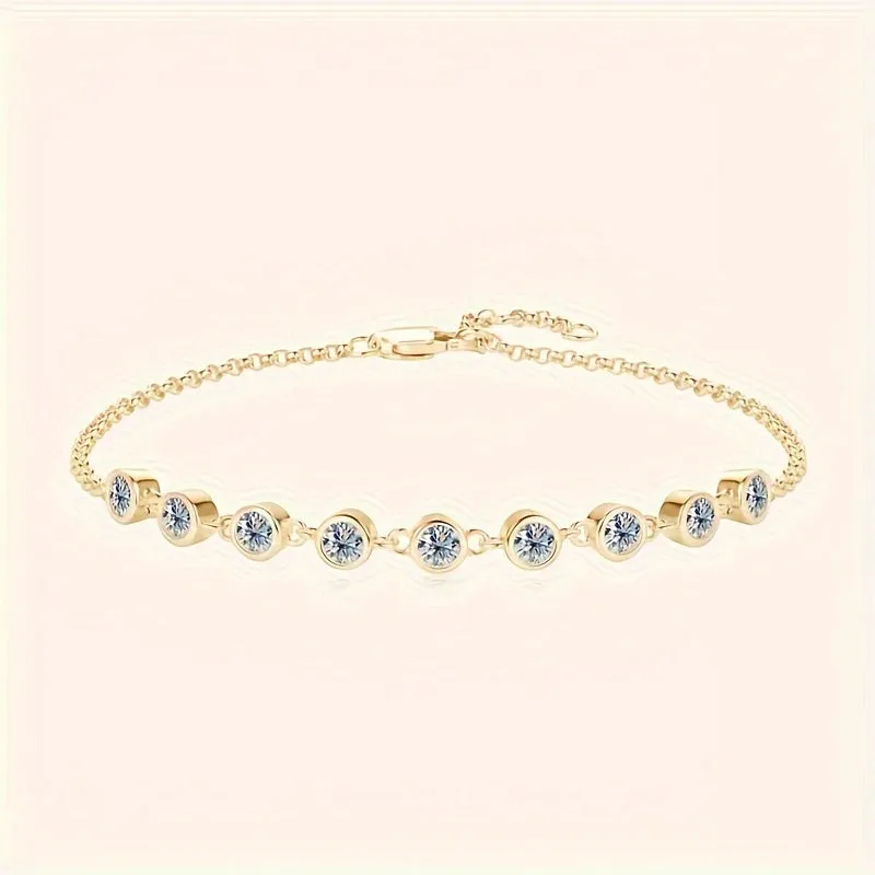 SEVENMOONS Boho Sexy Silver Plated Bracelet with Moissanite January Birthstone