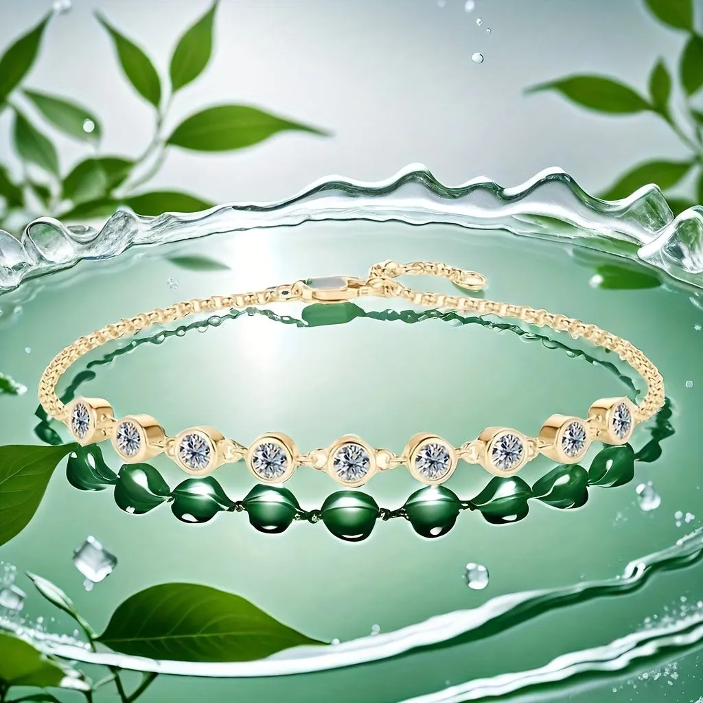 SEVENMOONS Boho Sexy Silver Plated Bracelet with Moissanite January Birthstone