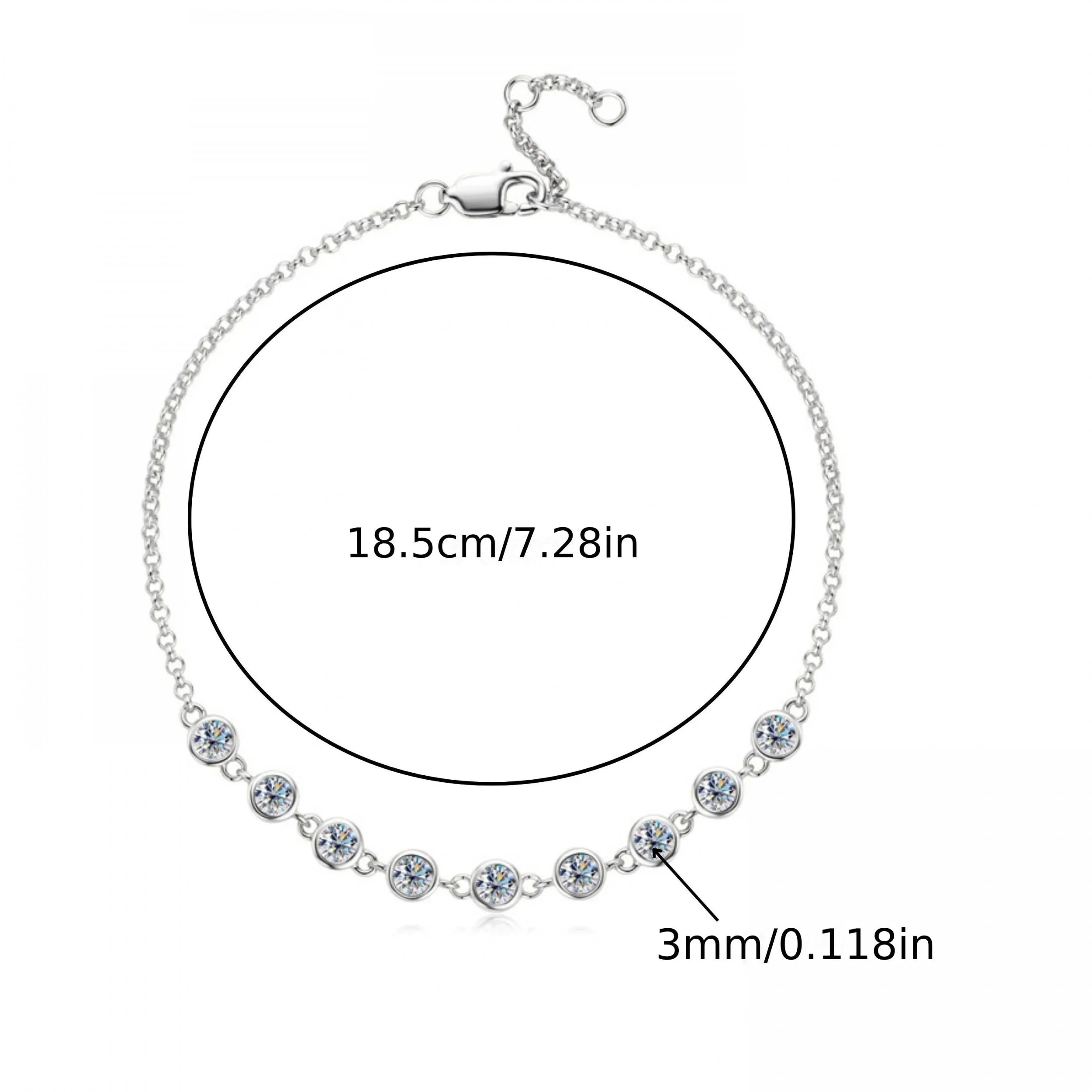 SEVENMOONS Boho Sexy Silver Plated Bracelet with Moissanite January Birthstone