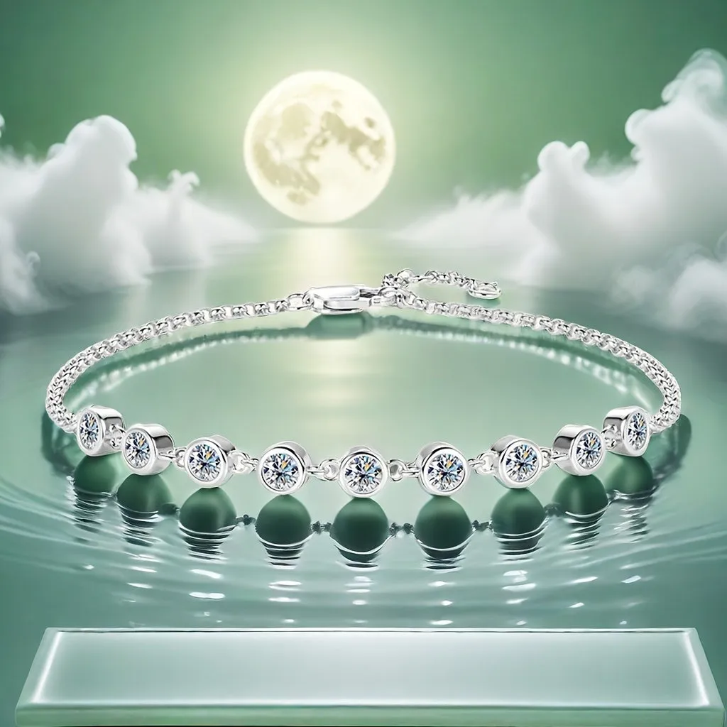 SEVENMOONS Boho Sexy Silver Plated Bracelet with Moissanite January Birthstone