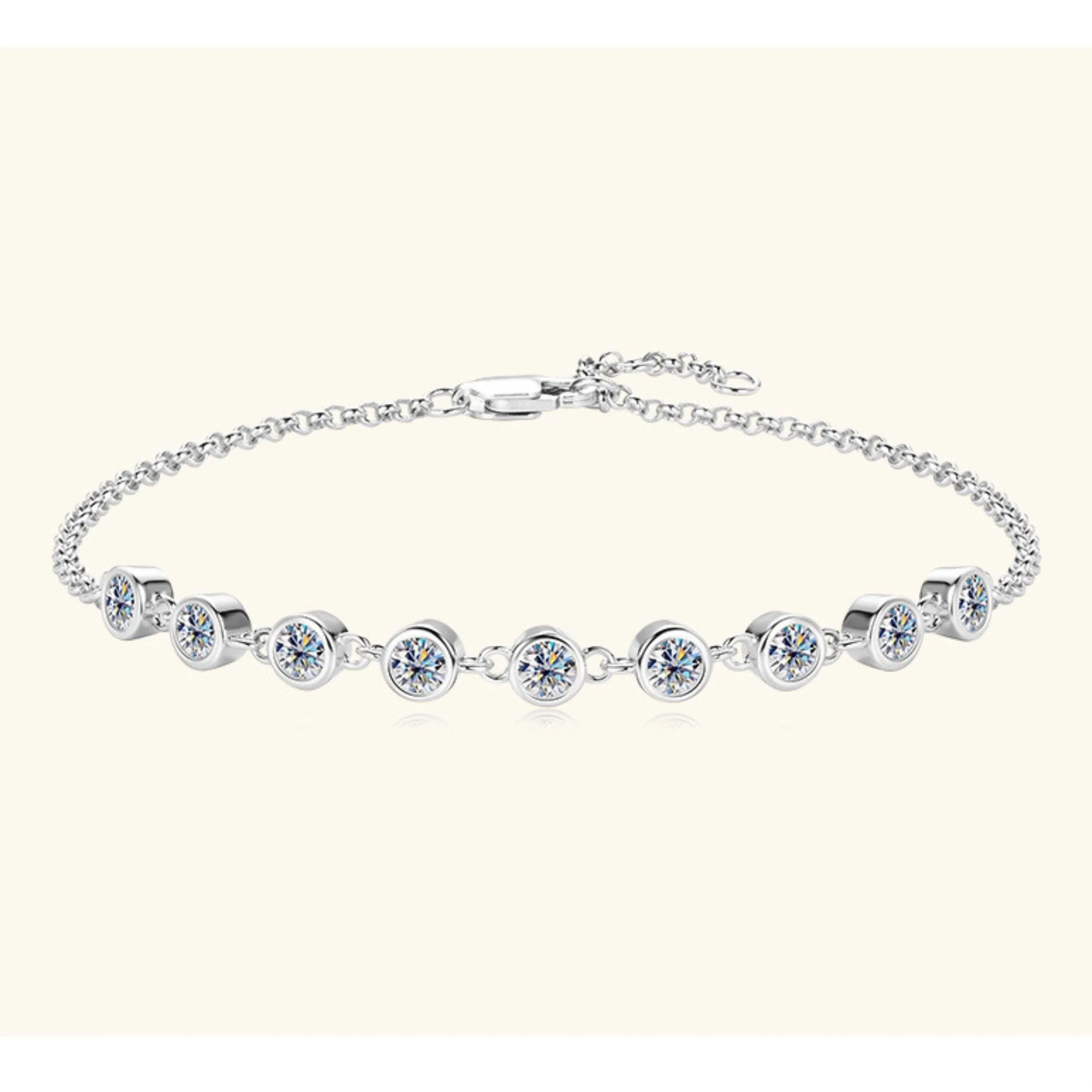 SEVENMOONS Boho Sexy Silver Plated Bracelet with Moissanite January Birthstone