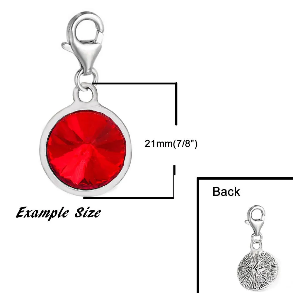 Sexy Sparkles December Clip On Birthstone Charms with Lobster Clasp Claw for Bracelets or Jewelry Making
