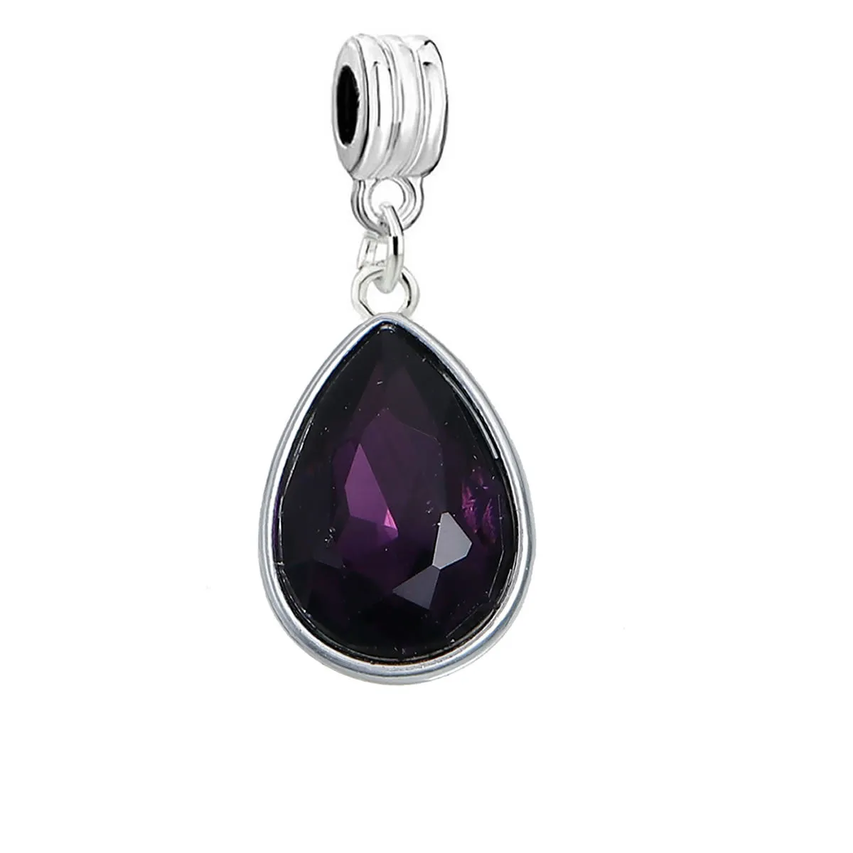 Sexy Sparkles February Birthstone European Dangling Spacer Charm Beads for Bracelets