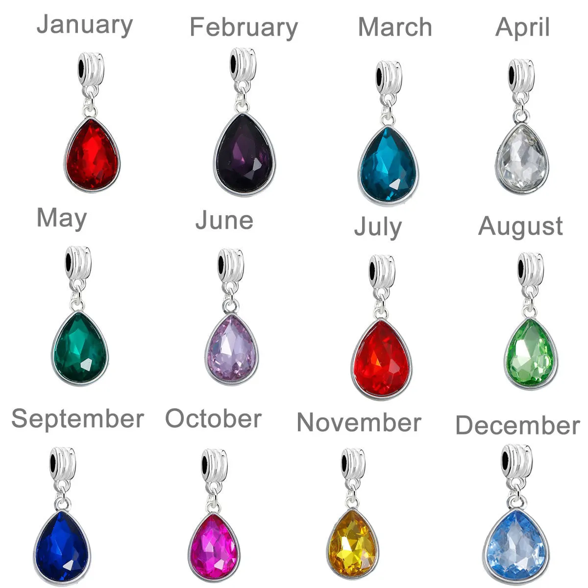 Sexy Sparkles March Birthstone European Dangling Spacer Charm Beads for Bracelets