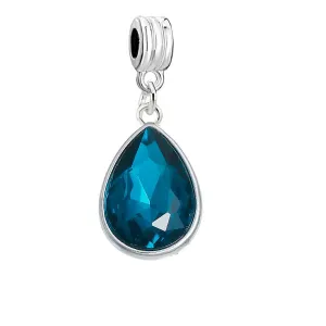 Sexy Sparkles March Birthstone European Dangling Spacer Charm Beads for Bracelets
