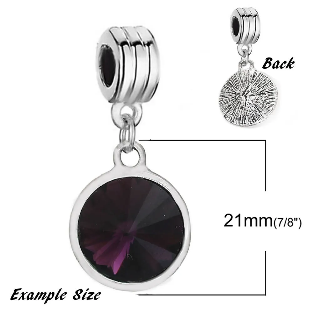 Sexy Sparkles  October Birthstone charms Dangling Spacer Beads for Bracelets or Necklace European Compatible