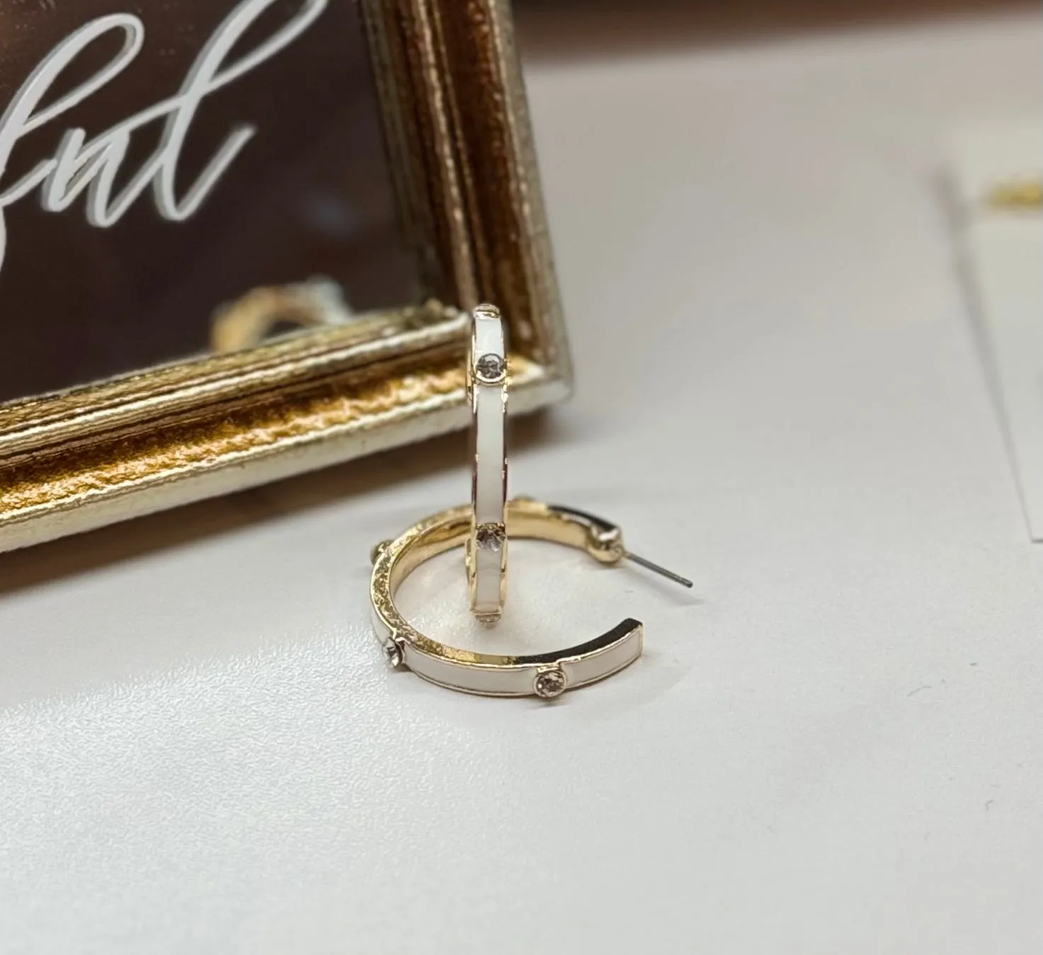 Show Me The Color! White Enamel Earrings