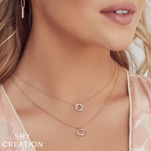 Shy Creation Intertwined Love Knot Open Circle Necklace