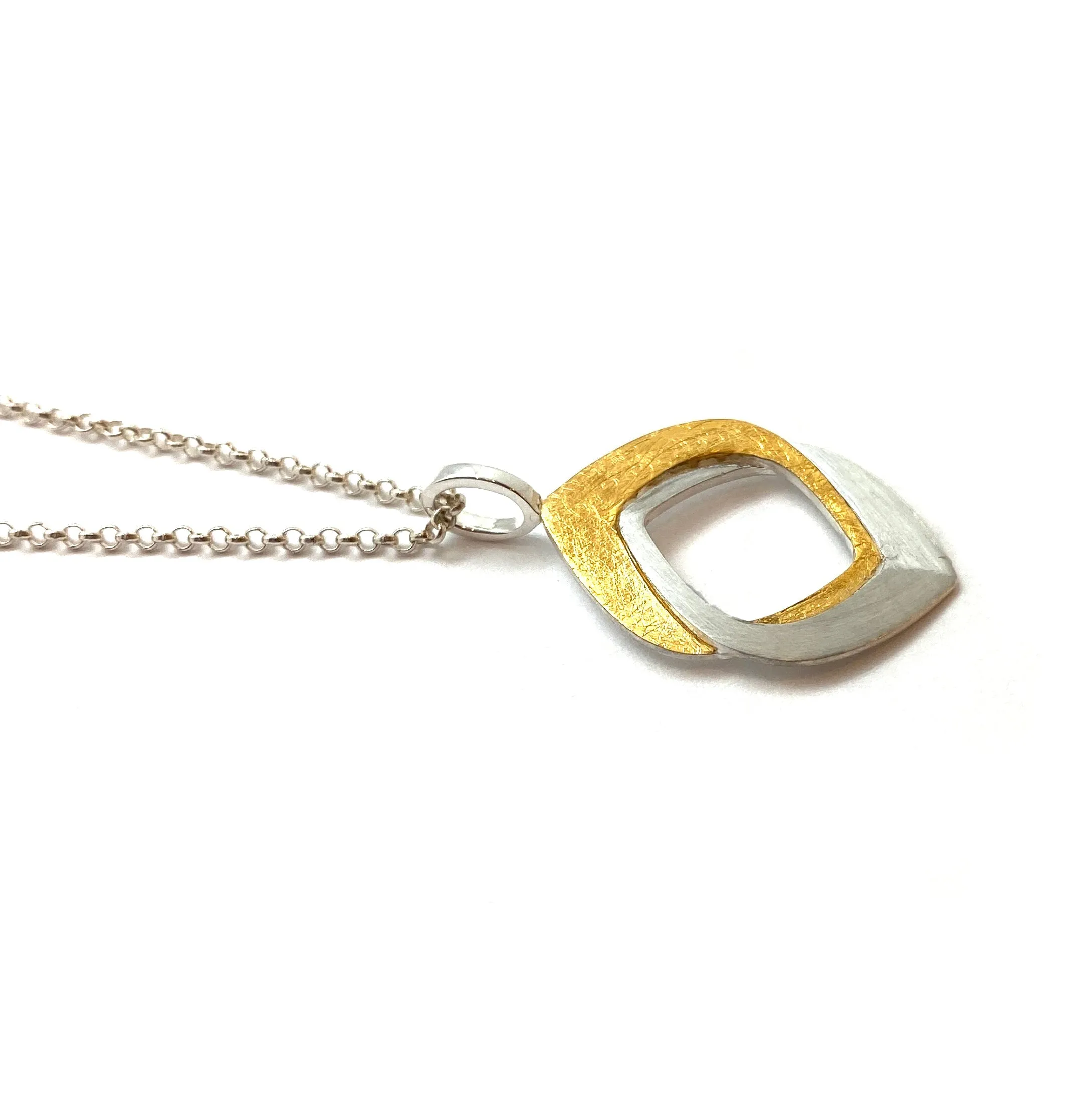 Silver and Gold Intertwined Leaf Pendant