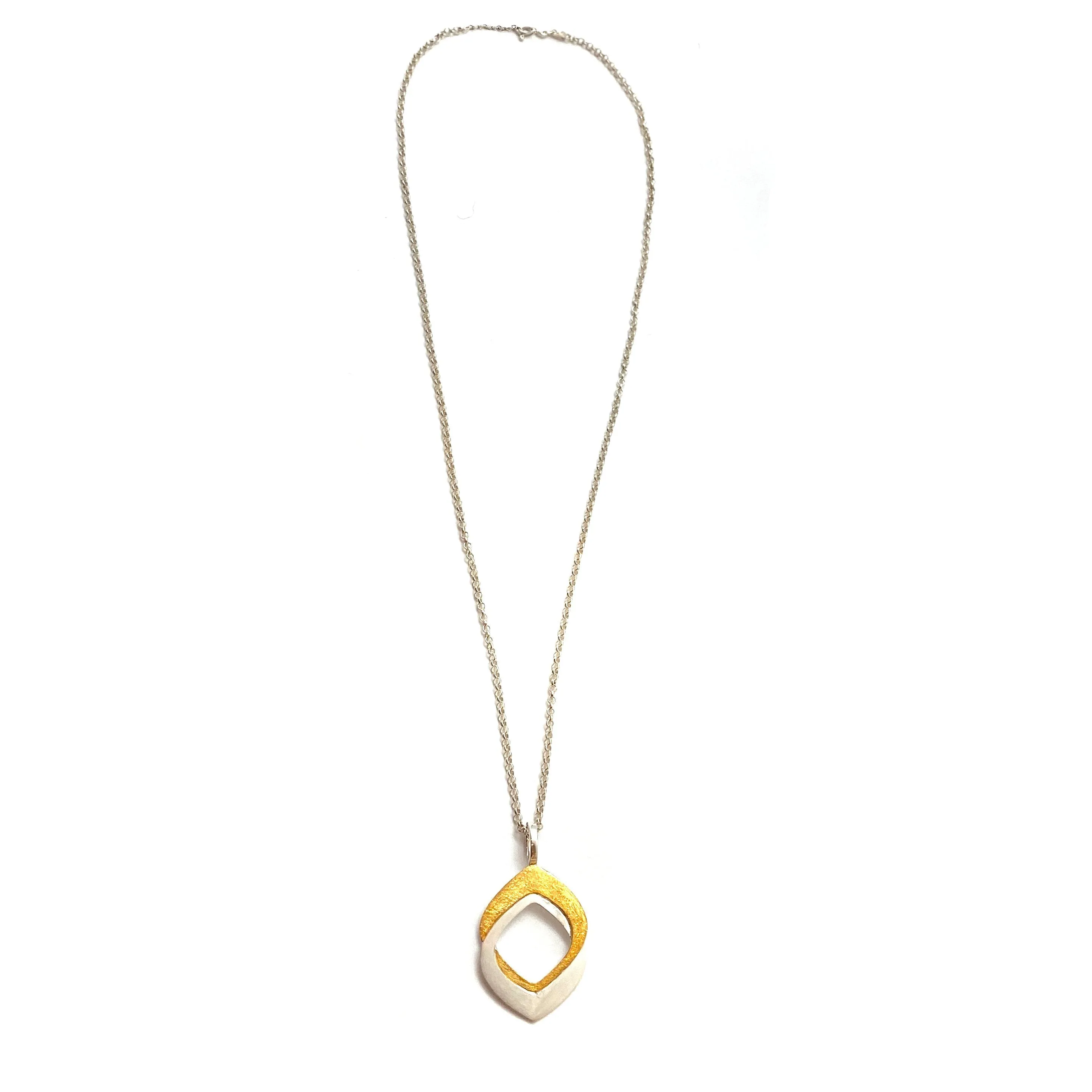 Silver and Gold Intertwined Leaf Pendant
