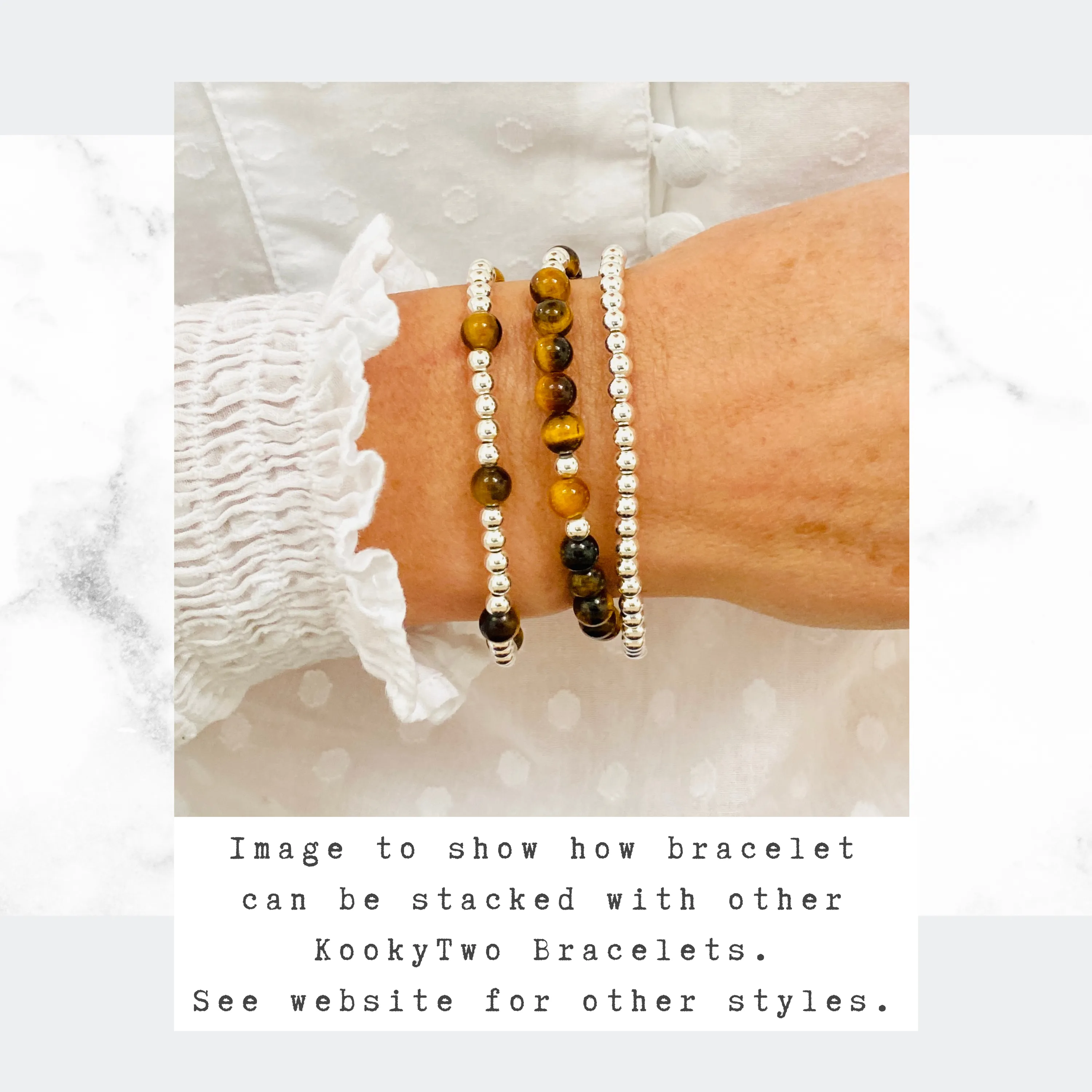 Silver Bead and Tiger Eye Gemstone Bracelet