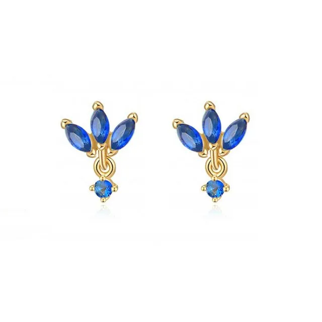 Silver Color Blue Crystal Series Hoop Earrings For Women Fashion Enamel Dripping Oil Heart Charm Piercing Party Earrings