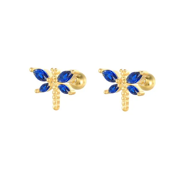 Silver Color Blue Crystal Series Hoop Earrings For Women Fashion Enamel Dripping Oil Heart Charm Piercing Party Earrings
