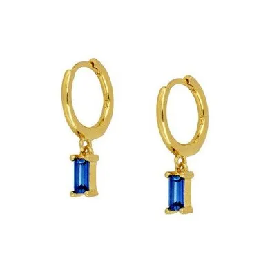 Silver Color Blue Crystal Series Hoop Earrings For Women Fashion Enamel Dripping Oil Heart Charm Piercing Party Earrings