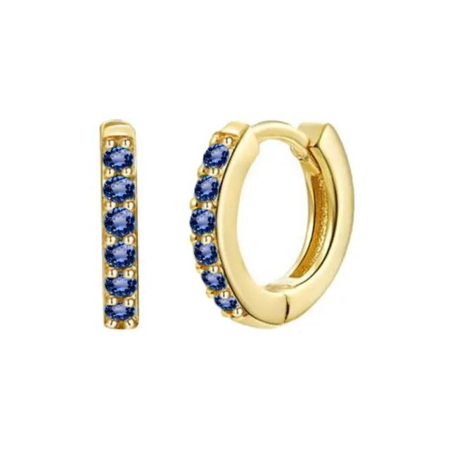 Silver Color Blue Crystal Series Hoop Earrings For Women Fashion Enamel Dripping Oil Heart Charm Piercing Party Earrings