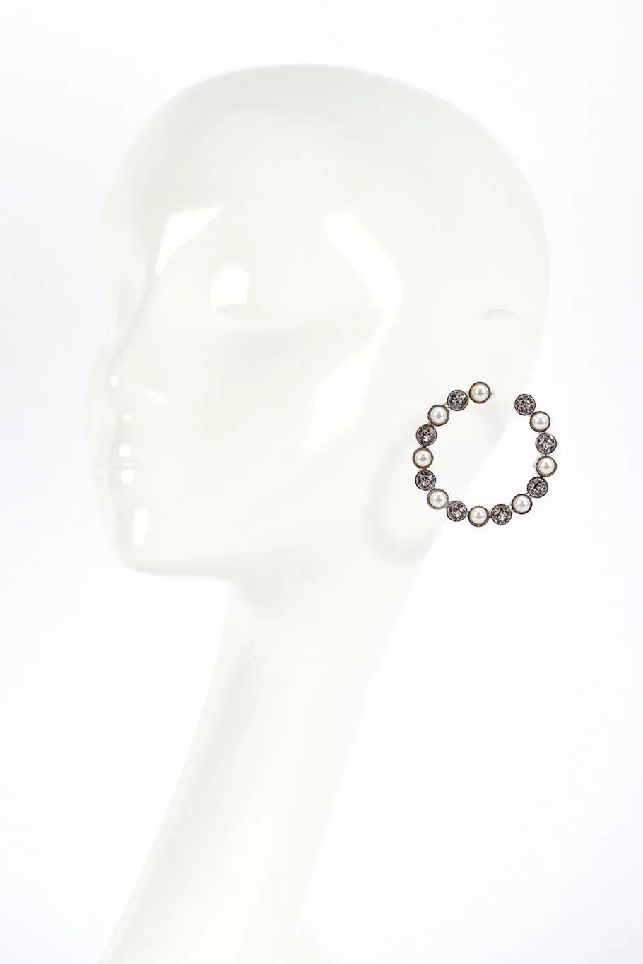 Silver Crystal & Pearl Hoop Earrings