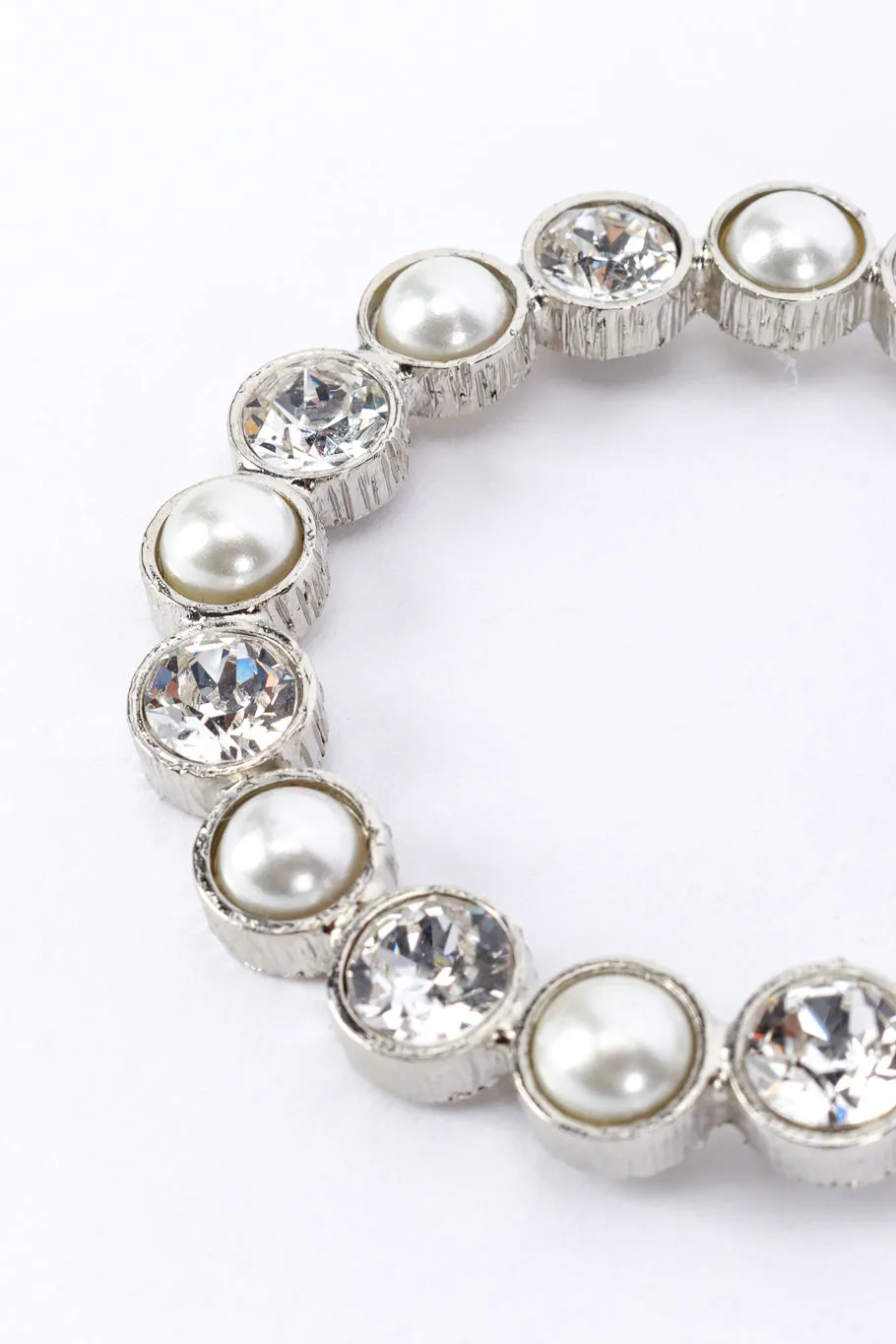 Silver Crystal & Pearl Hoop Earrings