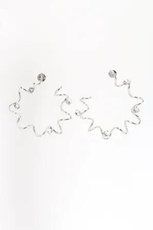 Silver Crystal Coil Hoop Earrings