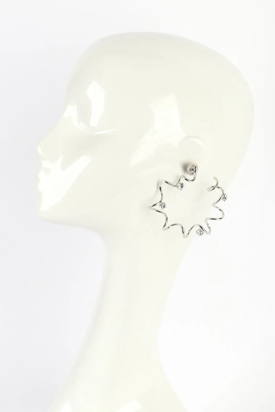 Silver Crystal Coil Hoop Earrings