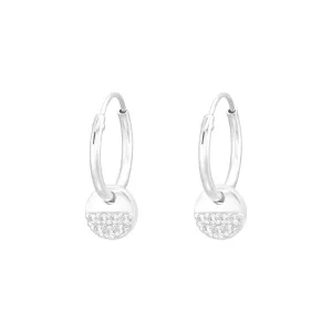Silver Diamanté Disc Mini Hoop Earrings
