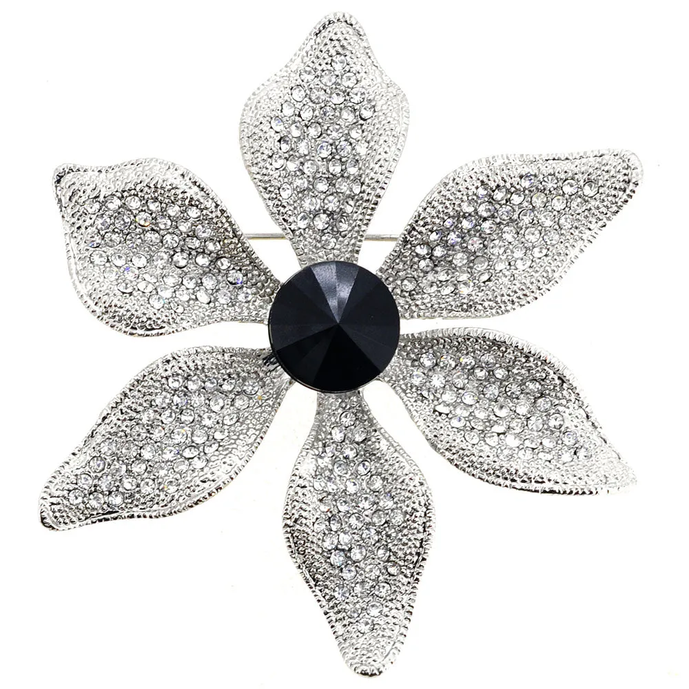 Silver Flower Floral Pin Brooch