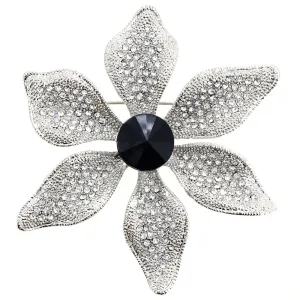 Silver Flower Floral Pin Brooch