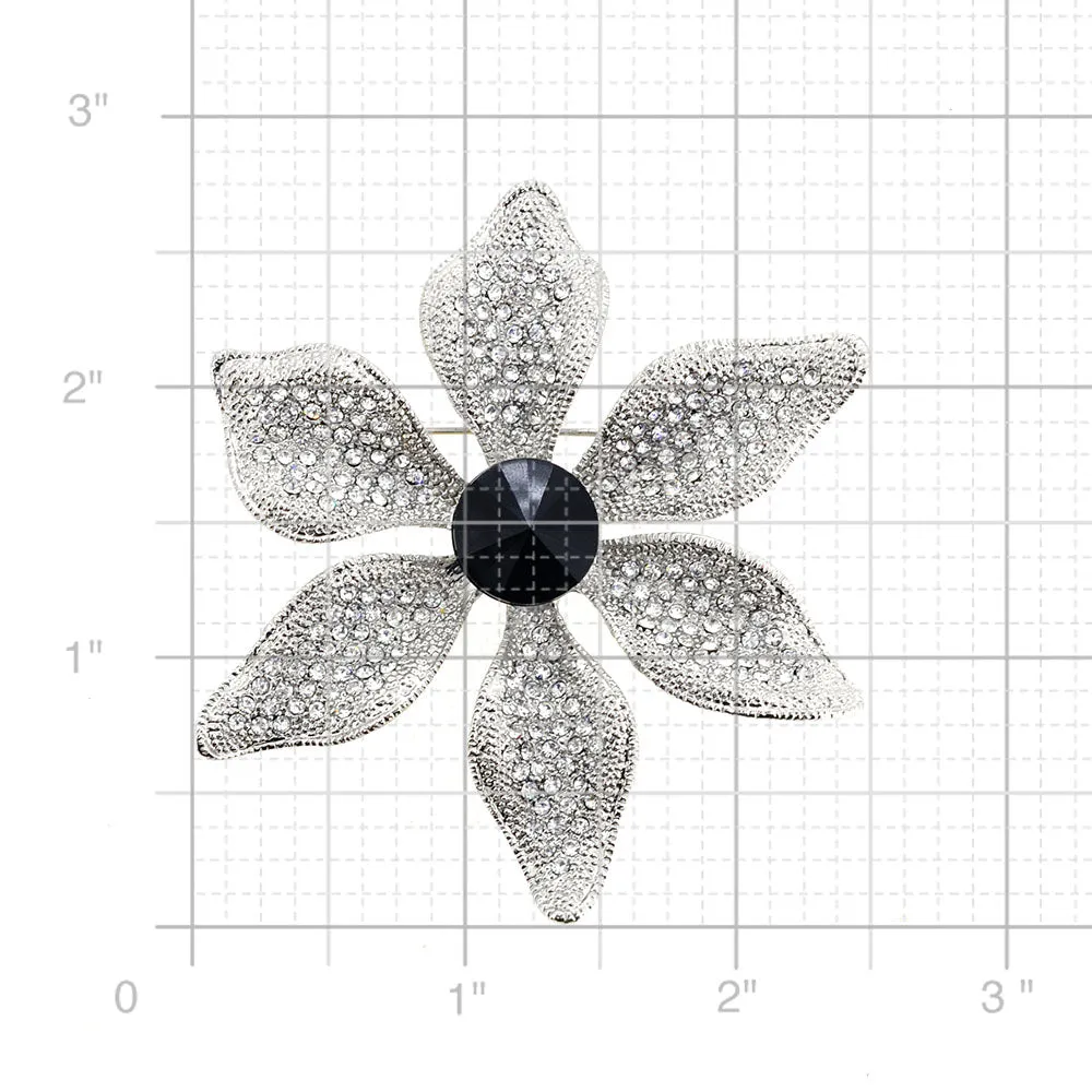 Silver Flower Floral Pin Brooch