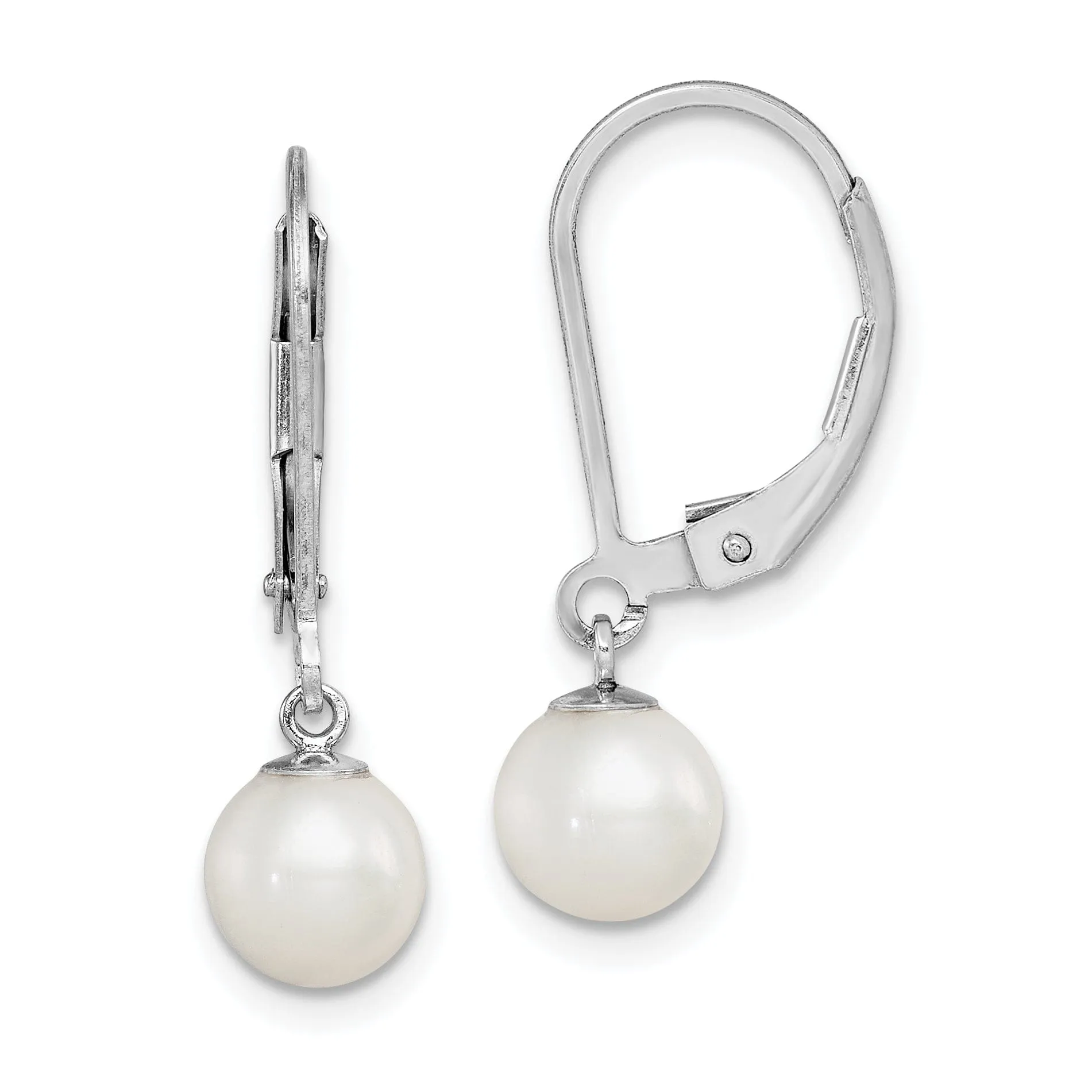 Silver Fresh Water Pearl Leverback Earrings