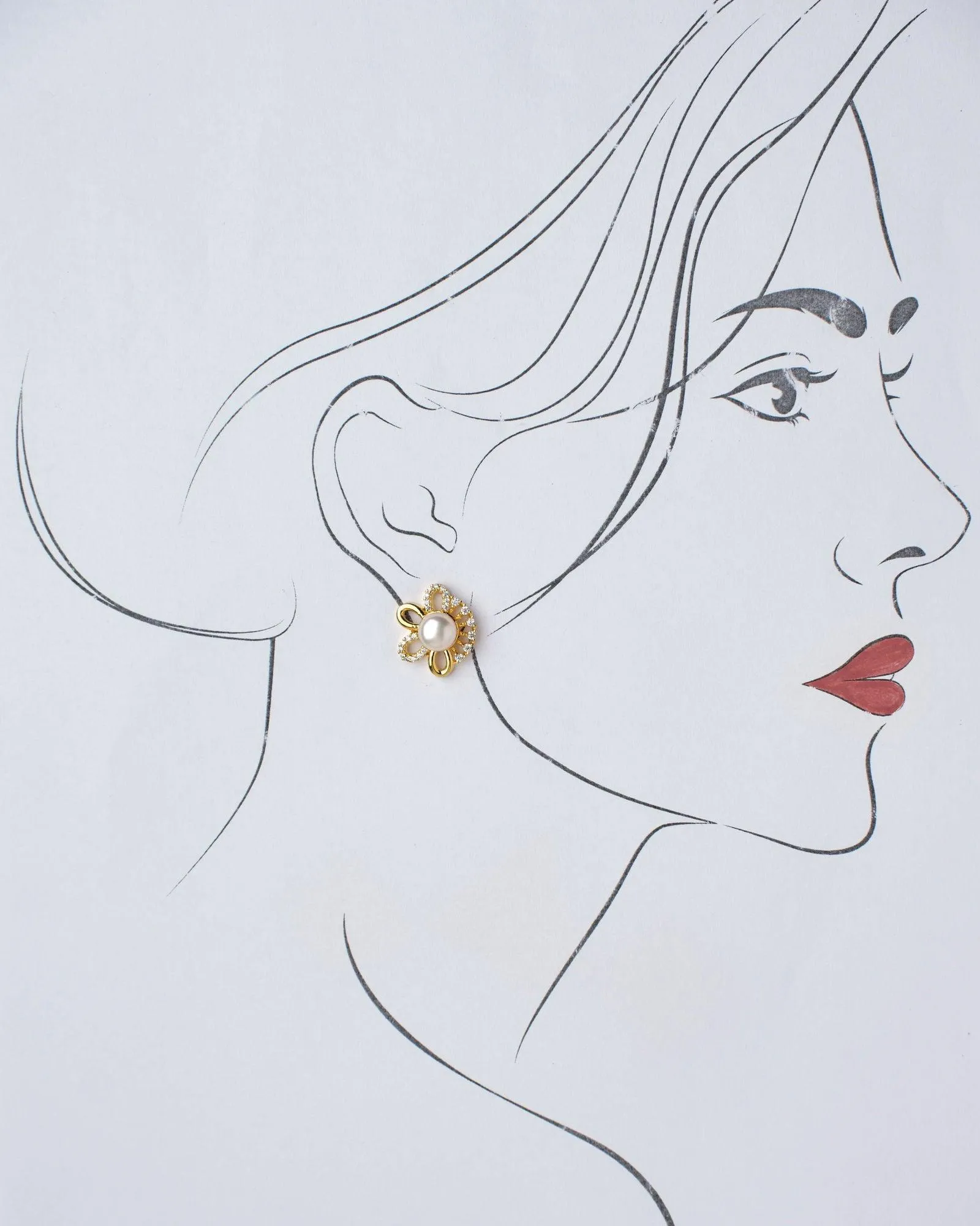 Simple Stud Pearl Earring