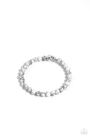 Sinuous Stones - White - Stone Bead Paparazzi Coil Bracelet