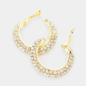 Small Crystal Hoop Earrings on Gold | 1.25" | 233638