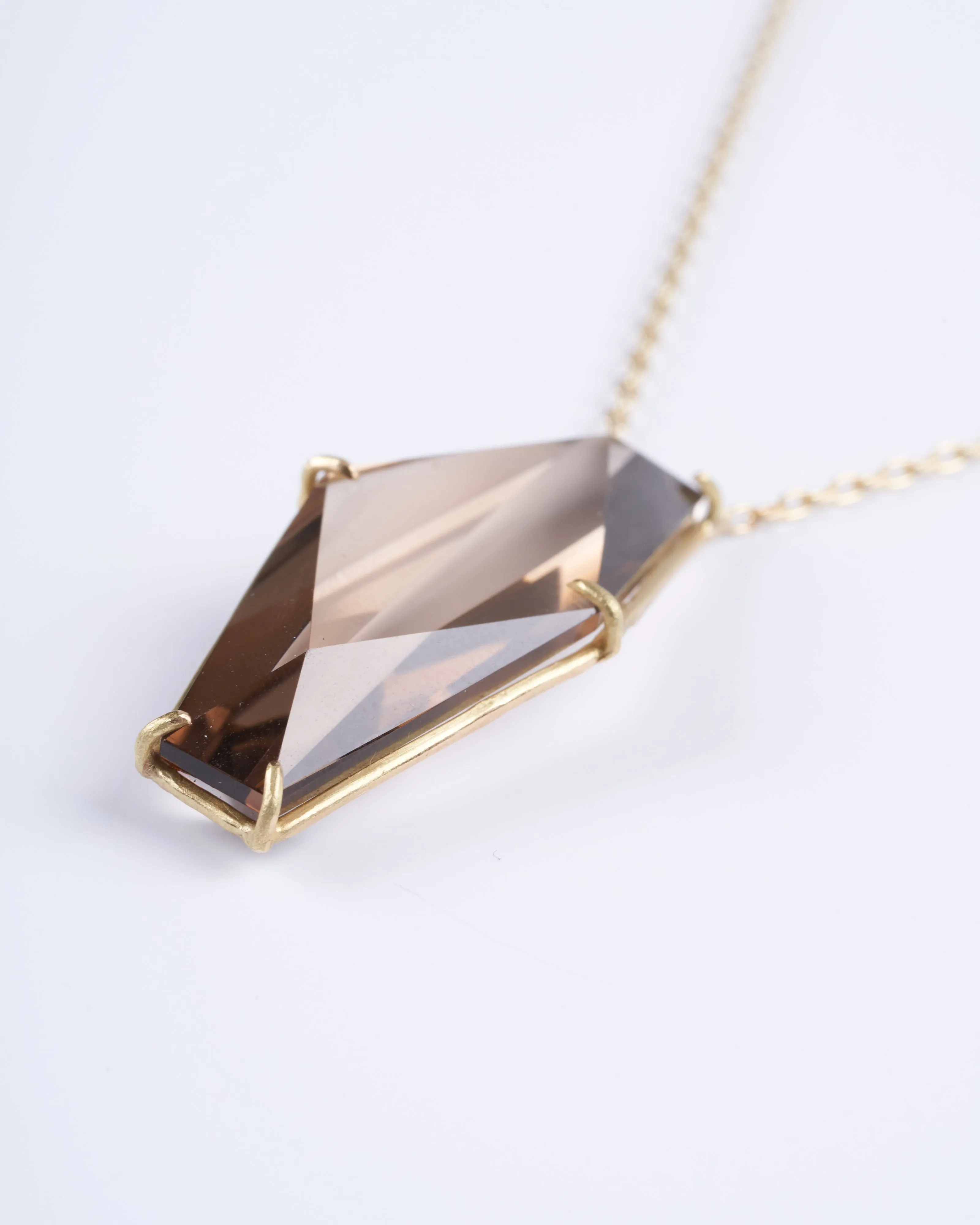smokey topaz faceted geometric gemstone necklace