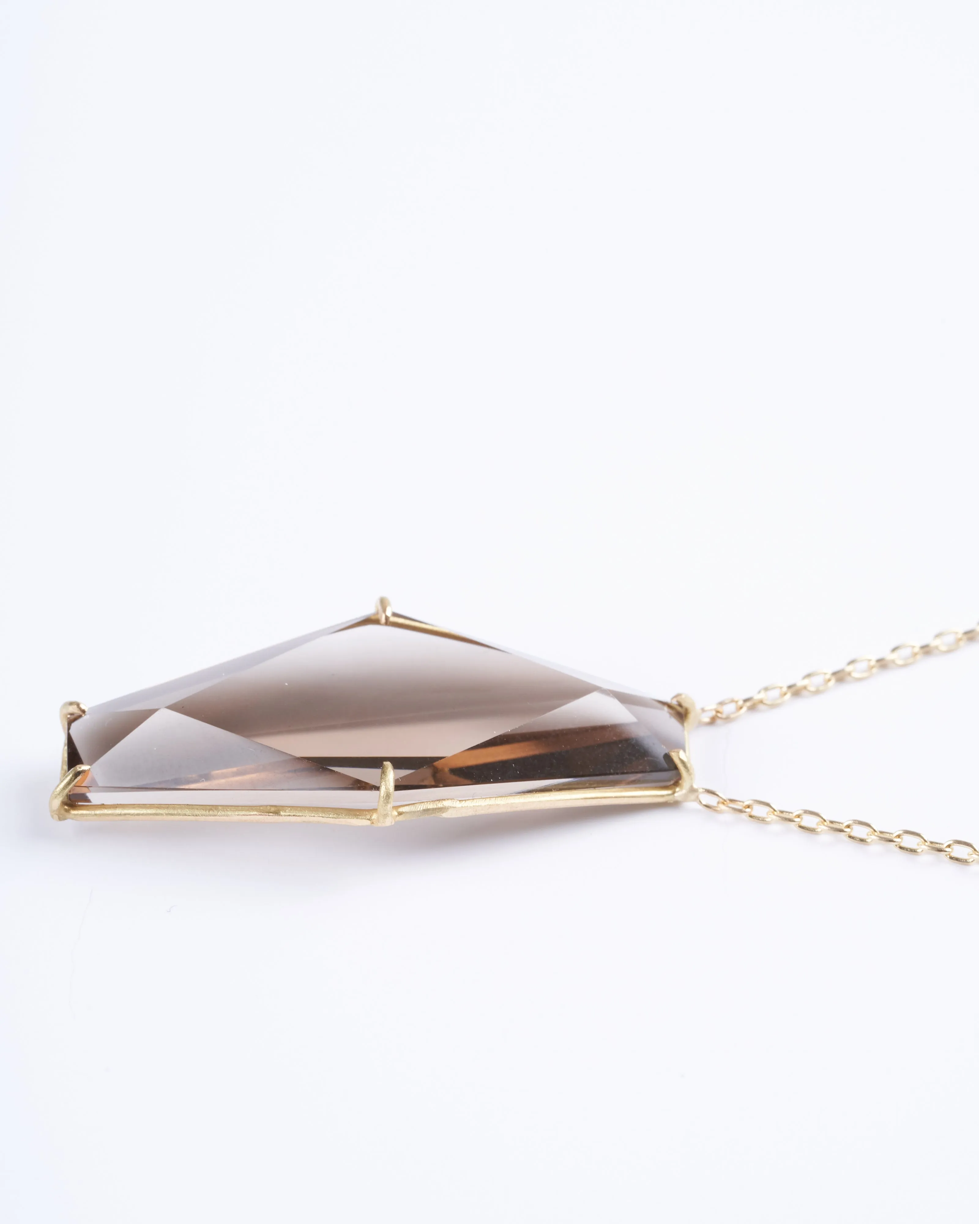 smokey topaz faceted geometric gemstone necklace