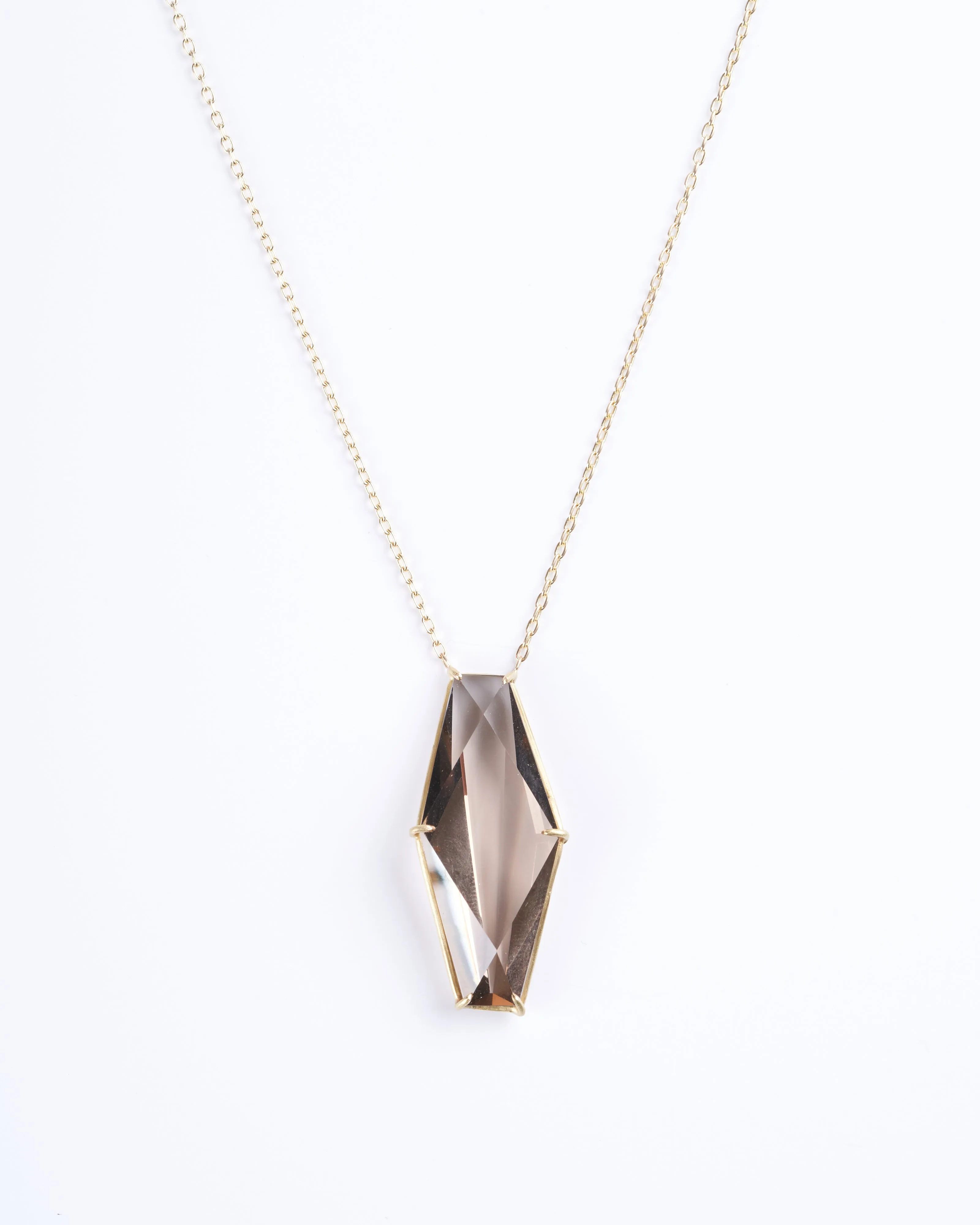 smokey topaz faceted geometric gemstone necklace
