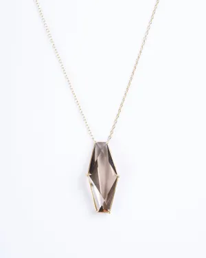 smokey topaz faceted geometric gemstone necklace