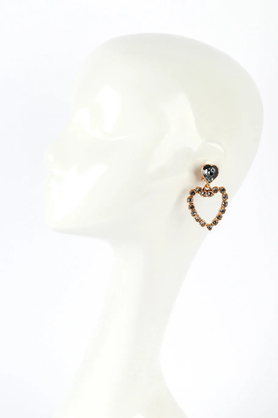 Smoky Crystal Heart Drop Earrings