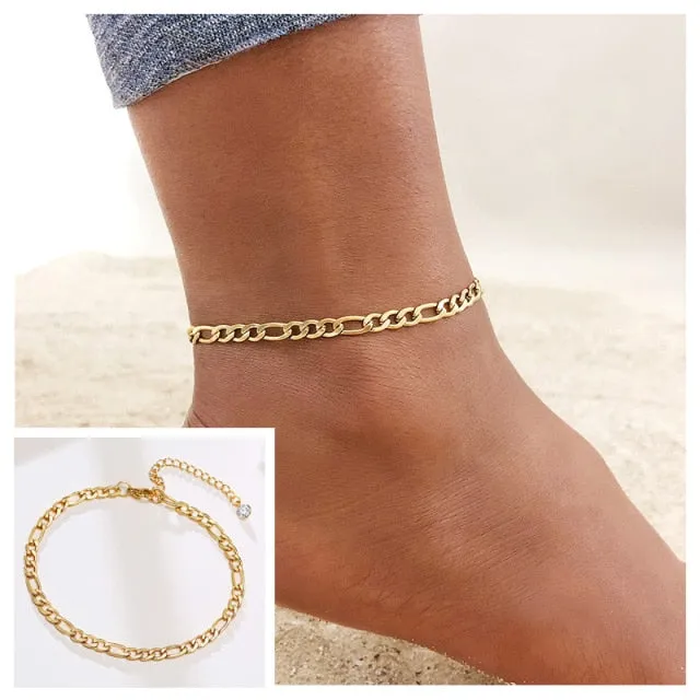 Snake Chain Anklet for Women Girls Adjustable Summer Beach Chain Ankle Mother's Day Gifts Stainless Steel Not Allergic