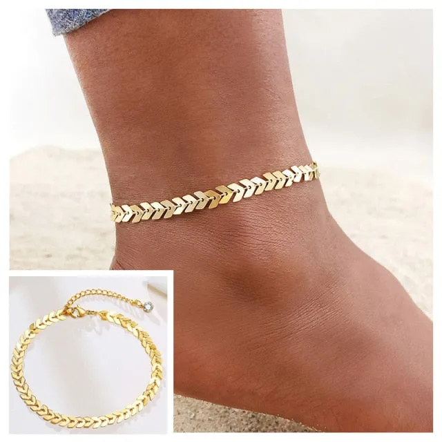 Snake Chain Anklet for Women Girls Adjustable Summer Beach Chain Ankle Mother's Day Gifts Stainless Steel Not Allergic