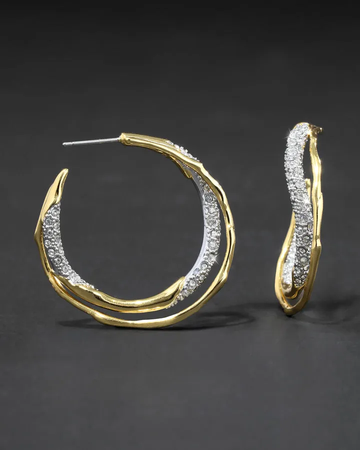 Solanales Gold Crystal Twist Hoop Earring
