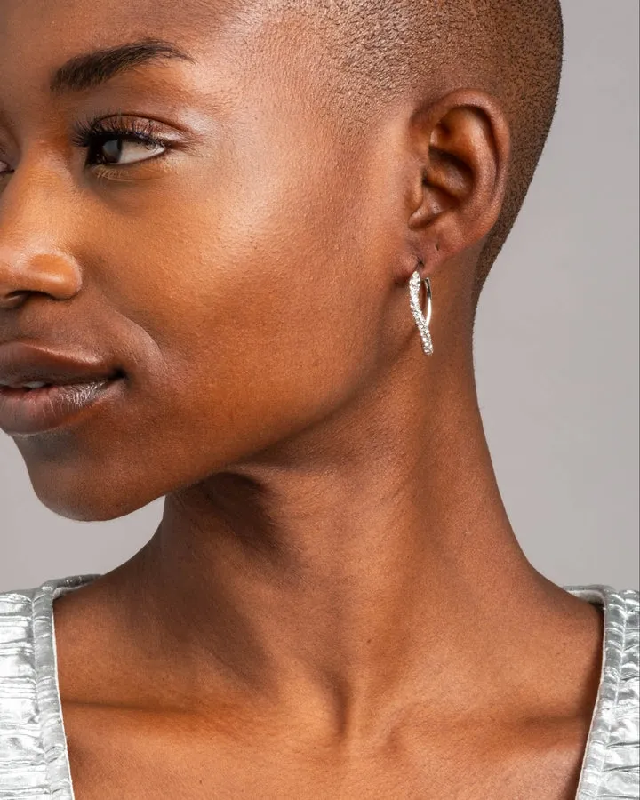 Solanales Silver Twist Mini Hoop Earring