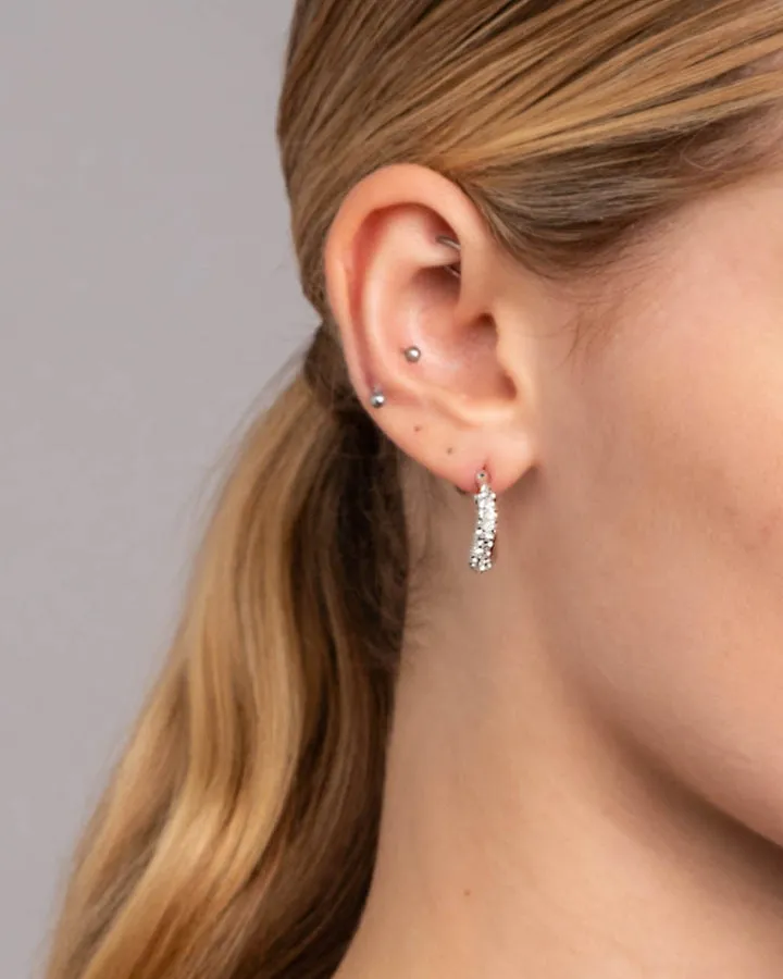 Solanales Silver Twist Mini Hoop Earring